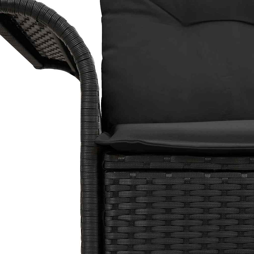 Gartensofa mit Kissen Schwarz 141 x 62 x 69cm Poly-Rattan